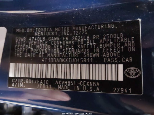 2026 TOYOTA CAMRY LE 9
