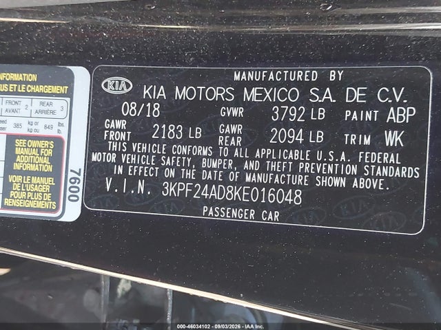 2019 KIA FORTE FE 9