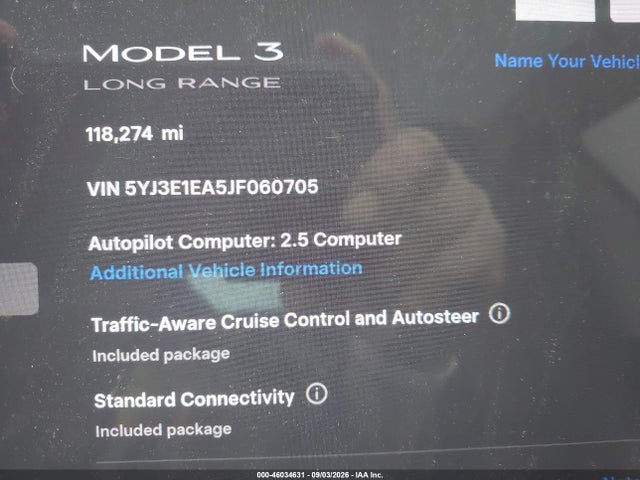 2018 TESLA MODEL 3 LONG RANGE/MID RANGE 7