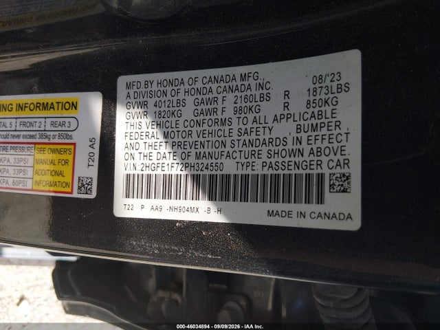 2023 HONDA CIVIC EX/EX W/O BSI 9