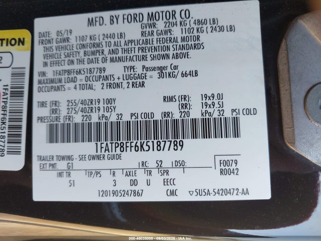 2019 FORD MUSTANG GT PREMIUM 9