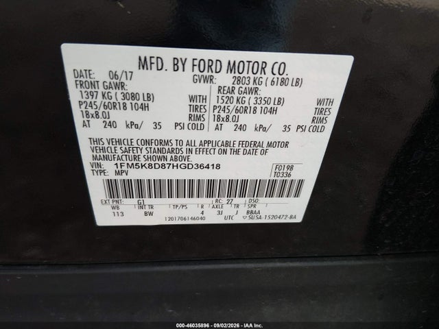 2017 FORD EXPLORER XLT 9