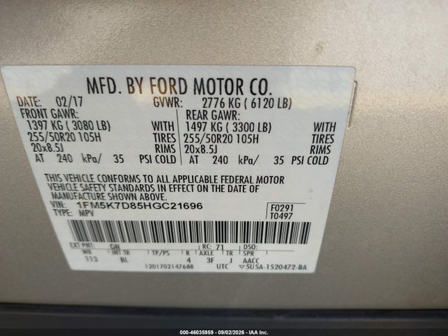 2017 FORD EXPLORER XLT 9