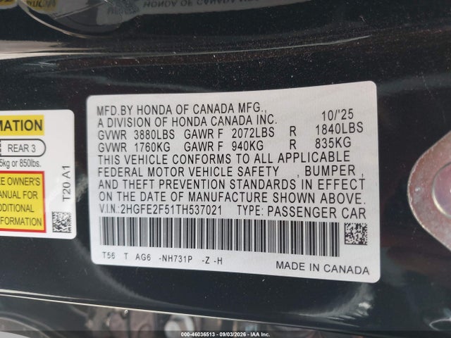 2026 HONDA CIVIC SPORT 9