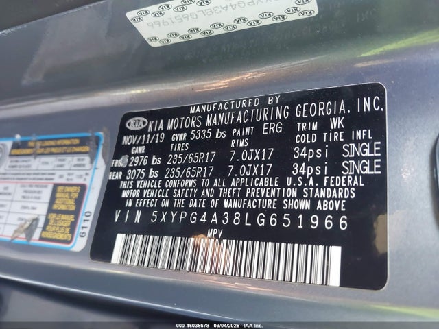 2020 KIA SORENTO 2.4L LX 9