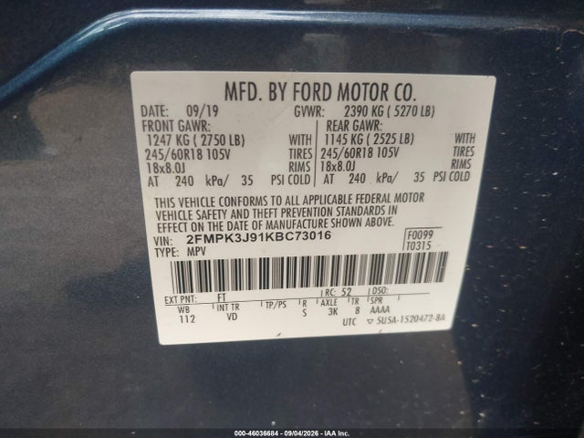 2019 FORD EDGE SEL 9
