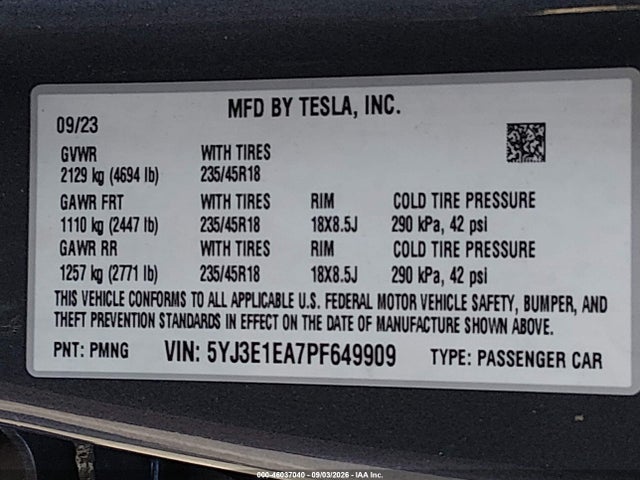 2023 TESLA MODEL 3 REAR-WHEEL DRIVE 9