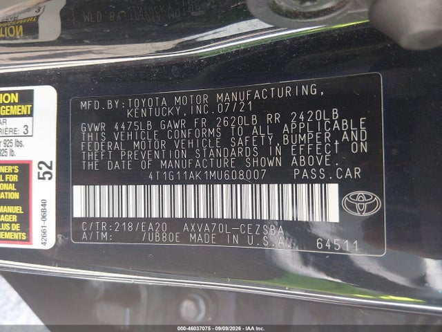 2021 TOYOTA CAMRY SE 9