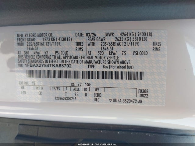 2026 FORD TRANSIT-350 PASSENGER VAN XLT 8