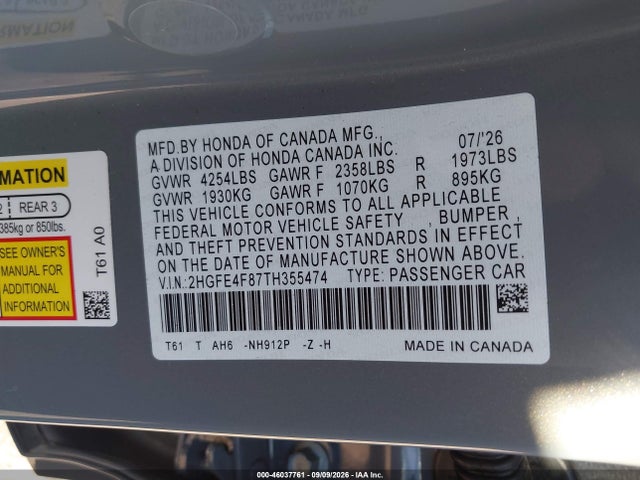2026 HONDA CIVIC HYBRID SPORT/SPORT TOURING 9