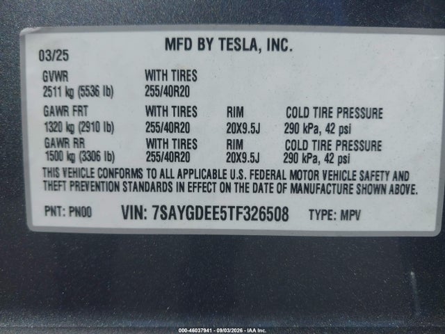 2026 TESLA MODEL Y ALL-WHEEL DRIVE/LONG RANGE LAUNCH SERIES/PREMIUM ALL-WHEEL DRIVE 9