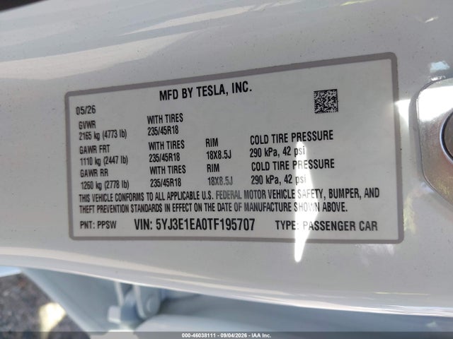 2026 TESLA MODEL 3 PREMIUM REAR-WHEEL DRIVE/REAR-WHEEL DRIVE 9