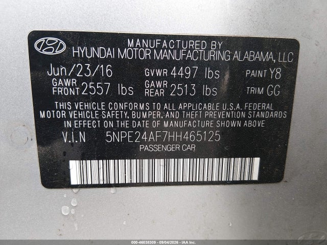 2017 HYUNDAI SONATA 9
