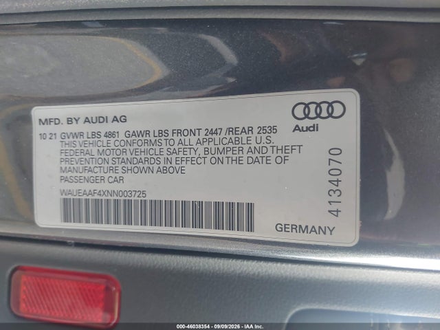 2022 AUDI A4 PREMIUM PLUS 45 TFSI S LINE QUATTRO S TRONIC 9