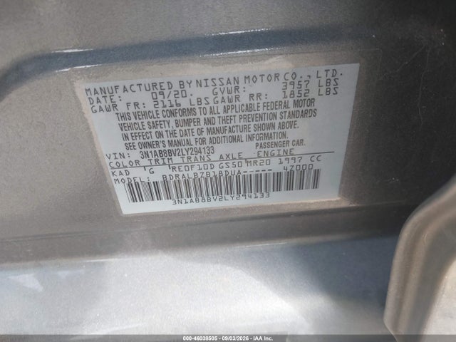2020 Nissan SENTRA S XTRONIC CVT 照片 9