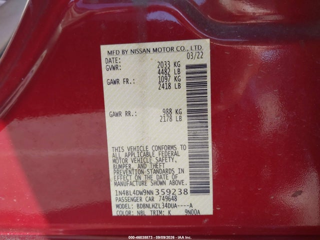 2022 NISSAN ALTIMA SV INTELLIGENT AWD 9