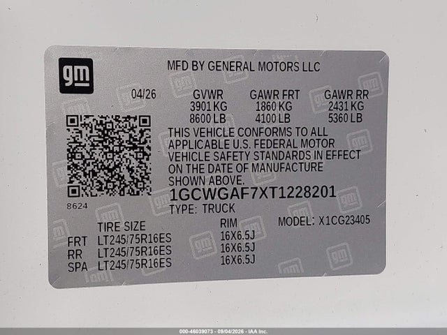 2026 CHEVROLET EXPRESS CARGO 2500 REGULAR WHEELBASE, WT, RWD 9