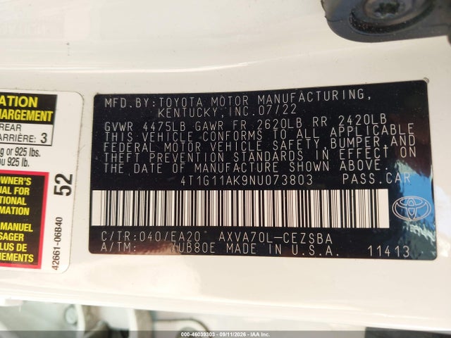 2022 TOYOTA CAMRY SE 9