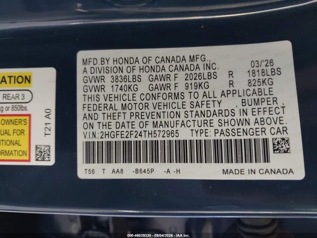 2026 HONDA CIVIC LX 9