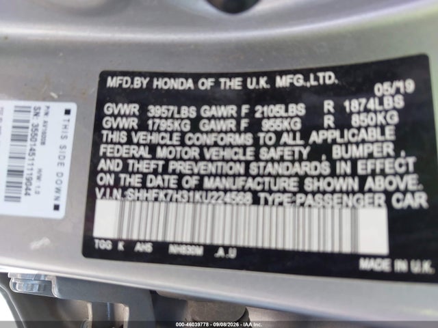 2019 HONDA CIVIC LX 9