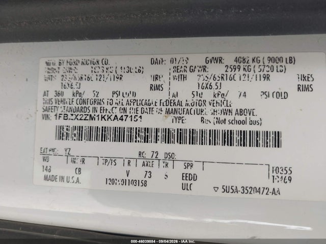 2019 FORD TRANSIT-350 XLT 9