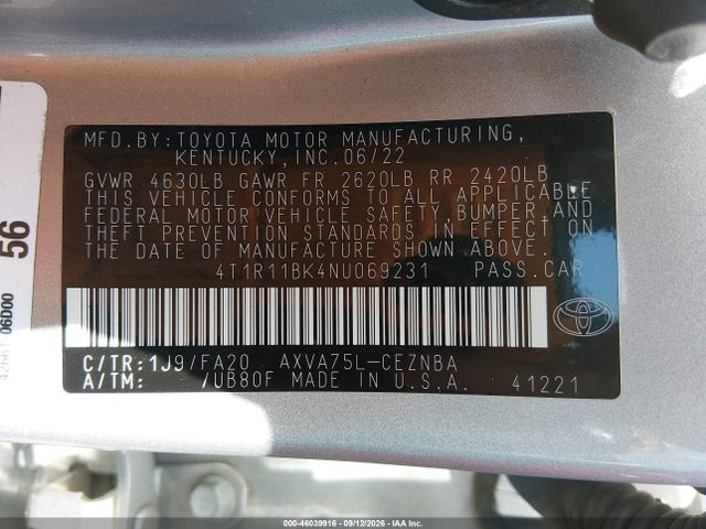 2022 TOYOTA CAMRY LE AWD 9