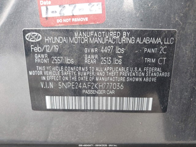 2019 HYUNDAI SONATA SE 9