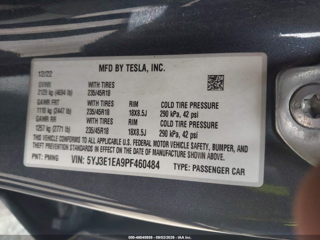 2023 TESLA MODEL 3 REAR-WHEEL DRIVE 9