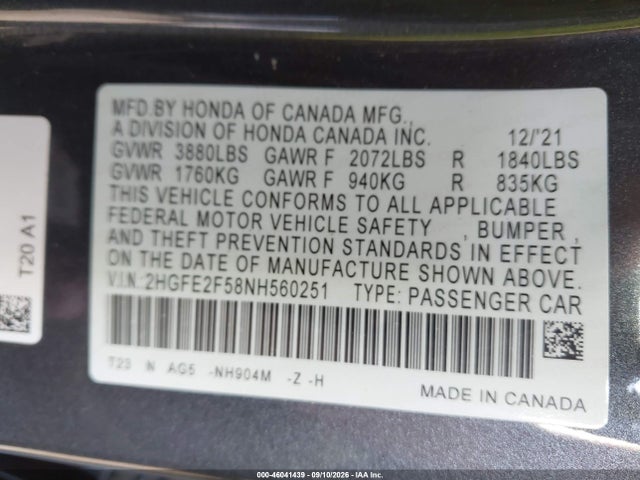 2022 HONDA CIVIC SPORT 9