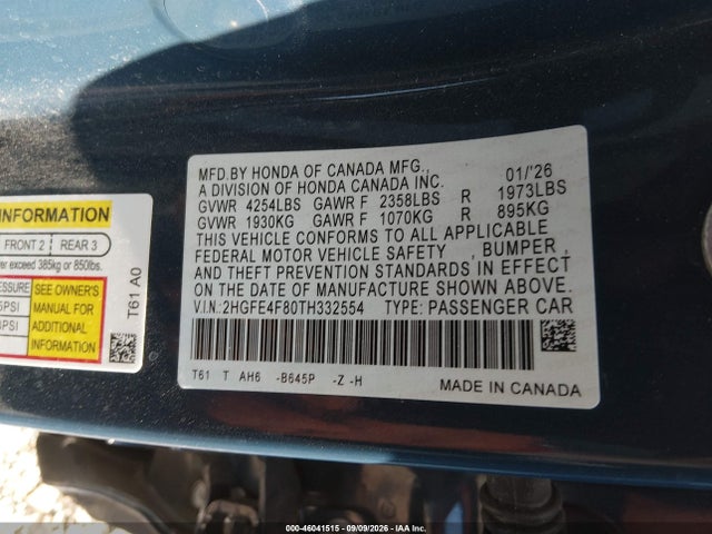 2026 HONDA CIVIC HYBRID SPORT/SPORT TOURING 9