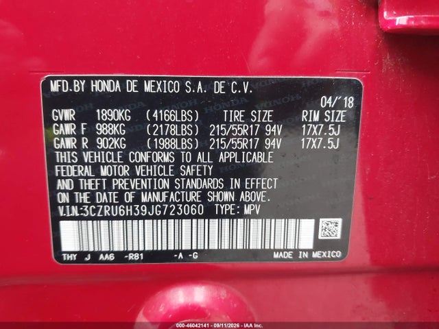 2018 HONDA HR-V LX 9