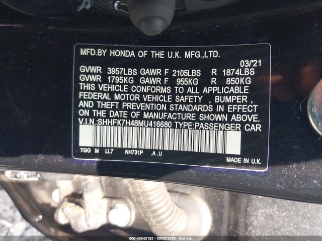 2021 HONDA CIVIC SPORT 9