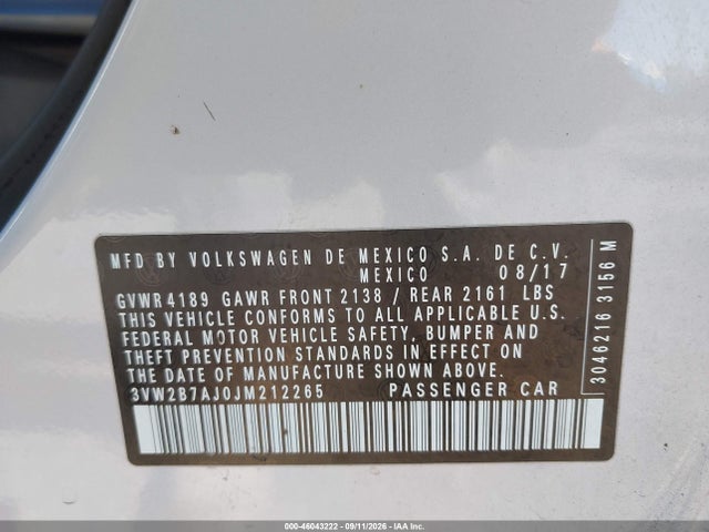 2018 VOLKSWAGEN JETTA 1.4T S 9