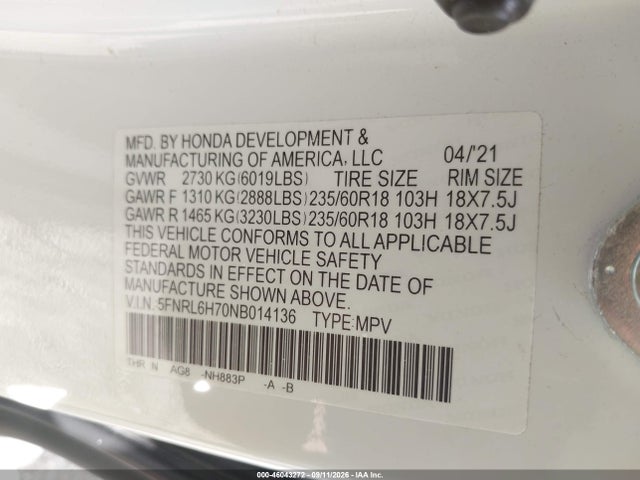 2022 HONDA ODYSSEY EX-L 9