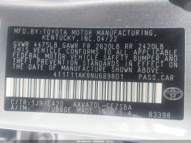 2022 TOYOTA CAMRY SE 9