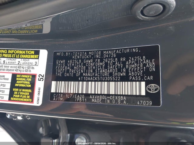 2026 TOYOTA CAMRY SE 9