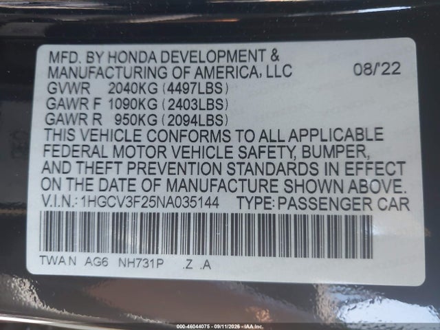2022 HONDA ACCORD HYBRID SPORT 9