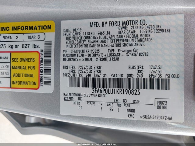 2019 FORD FUSION HYBRID SE photo 9