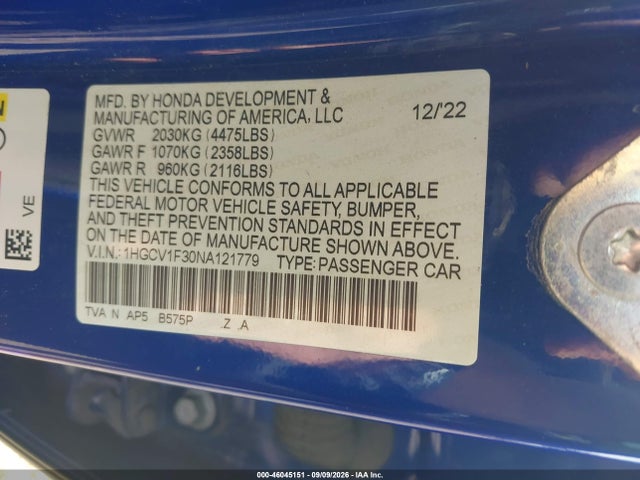 2022 HONDA ACCORD SPORT 9