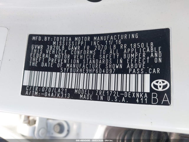 2017 TOYOTA COROLLA XLE 9