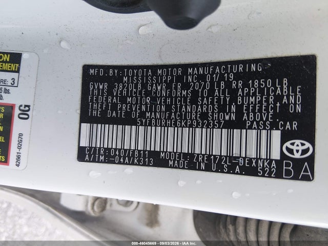 2019 TOYOTA COROLLA LE 9