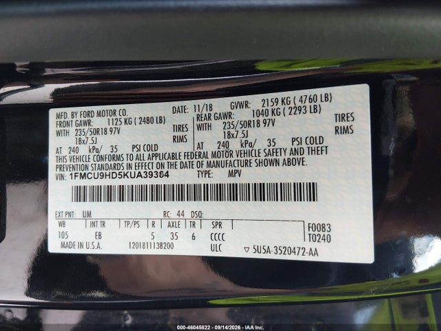 2019 FORD ESCAPE SEL 9