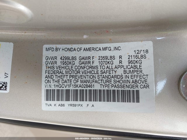 2019 HONDA ACCORD LX 9