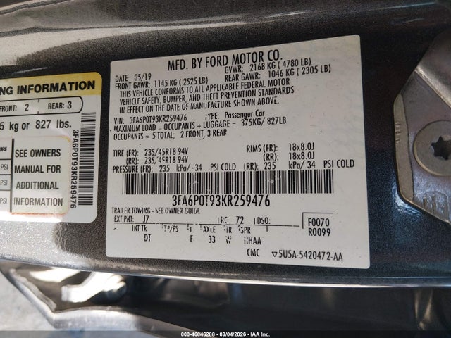2019 FORD FUSION SE 9