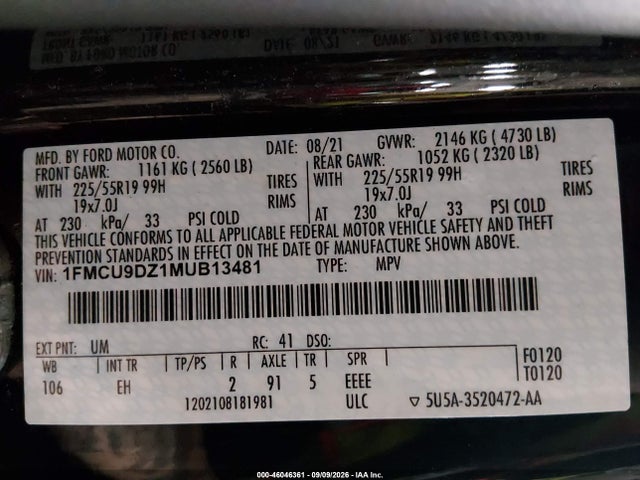 2021 FORD ESCAPE TITANIUM HYBRID 9