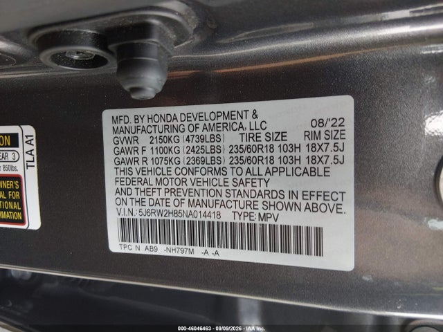 2022 HONDA CR-V AWD EX-L 9