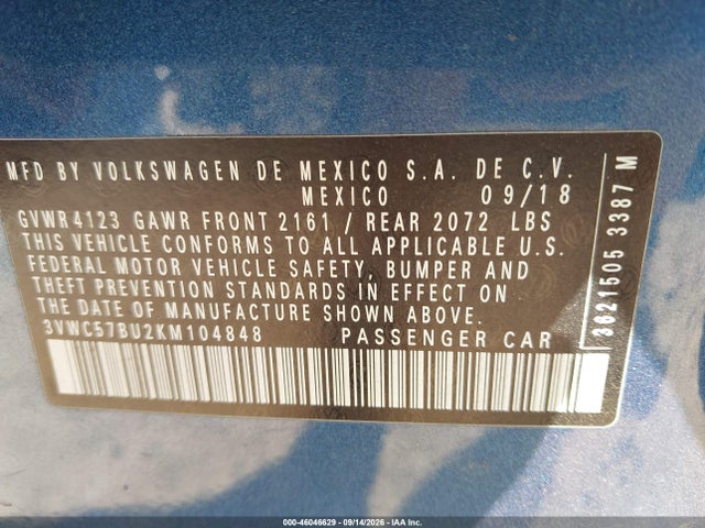 2019 VOLKSWAGEN JETTA 1.4T R-LINE/1.4T S/1.4T SE 9