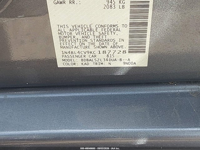 2019 NISSAN ALTIMA 2.5 SR 9