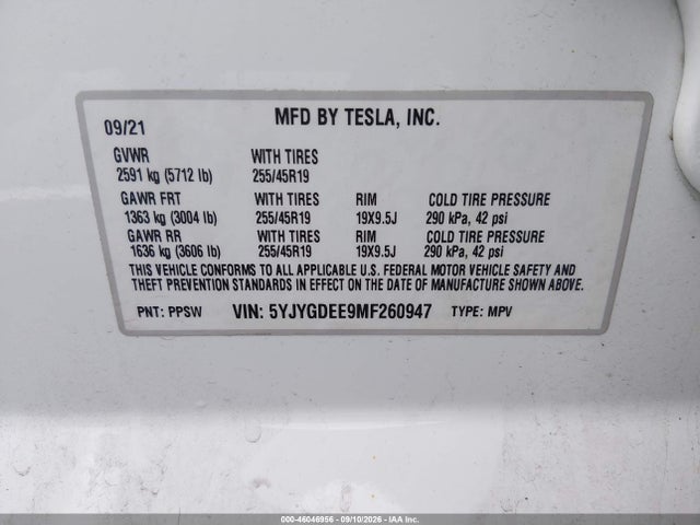 2021 TESLA MODEL Y LONG RANGE DUAL MOTOR ALL-WHEEL DRIVE 9