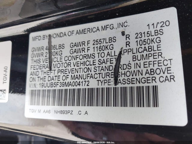 2021 ACURA TLX STANDARD 9